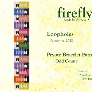 Loopholes – Peyote Bracelet Pattern  Peyote Odd Count  Miyuki Delica 11   Instant Download  Peyote Stitch  fireflybeadsbypamela