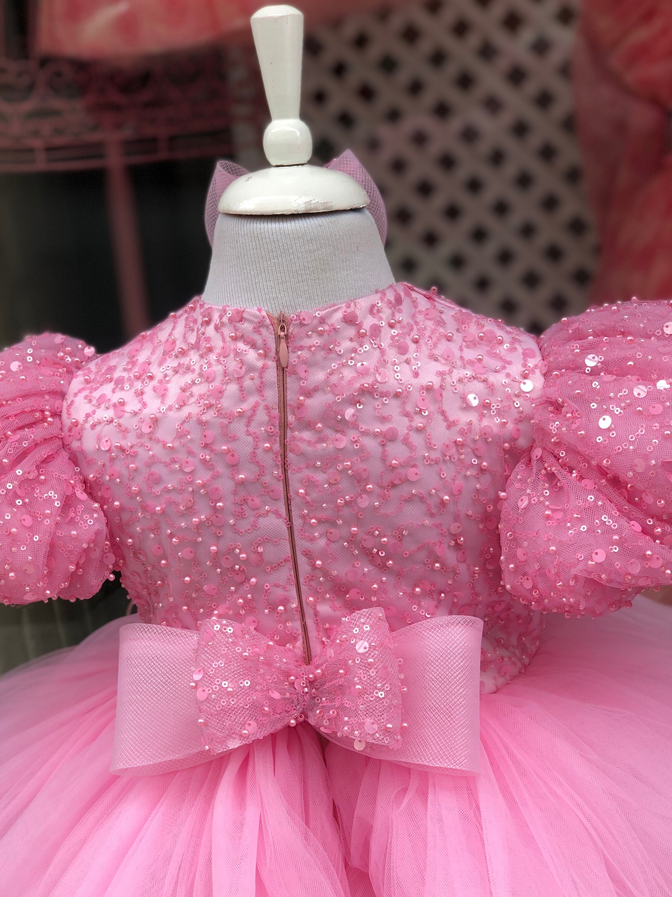 Puff Sleeved Princess Dress - Candy Pink