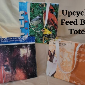 Feed Bag Tote, Feed Sack Totebag, Recycled Shopping Bag, Recycle Grocery Bag, Reusable Tote Bag, Upcycled Feed Bag, Repurposed Tote Bags