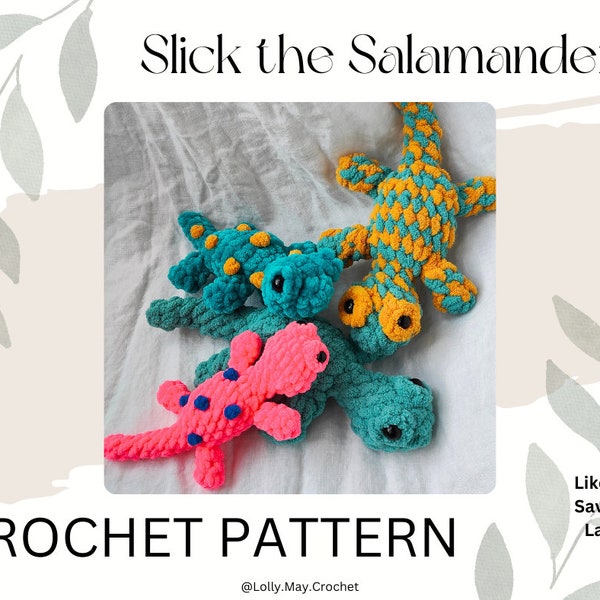 Slick the Salamander Crochet Lizard Amigurumi Pattern - English US Crochet Terminology