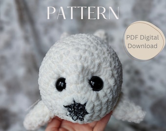 Pearl the Chonky Seal Pup Crochet Amigurumi Pattern - English Using US Crochet Terminology