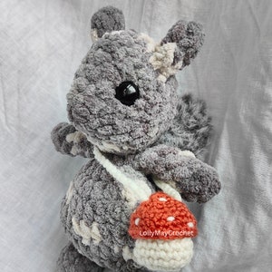 Sage Hiking Squirrel Snuggler Crochet Pattern - English US Crochet Terms - 1 Animal 4 Accessories