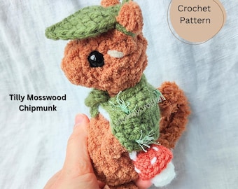 Tilly Mosswood Chipmunk Crochet Pattern - Cute Amigurumi Squirrel - English US Crochet terms