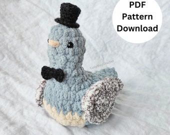 Schema all'uncinetto Percy the Pigeon Amigurumi Colomba - Inglese utilizzando la terminologia americana dell'uncinetto
