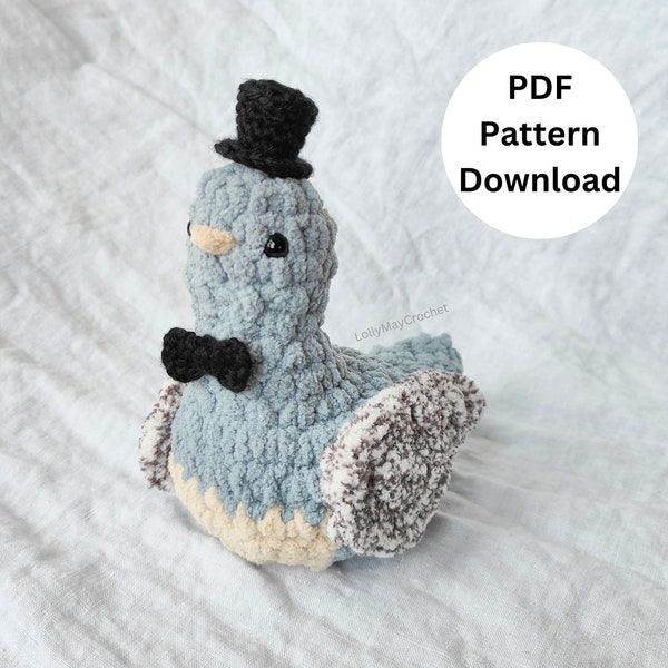 Percy the Pigeon Amigurumi Dove Bird Crochet Pattern - English Using US Crochet Terminology