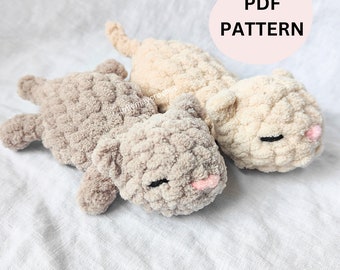 Cali the Sleepy Kitten Crochet Amigurumi Pattern - Snuggler Lovey - English US Crochet Terms