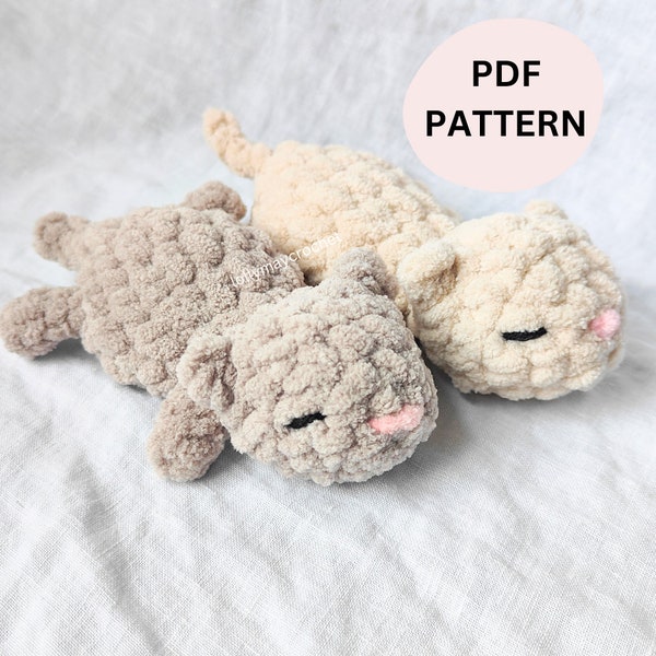 Cali the Sleepy Kitten Crochet Amigurumi Pattern - Snuggler Lovey - English US Crochet Terms