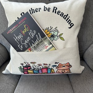 Book Pillow with Pocket, Snuggle up with this Bookworm&#39;s Dream Pillow, Crafted with Love