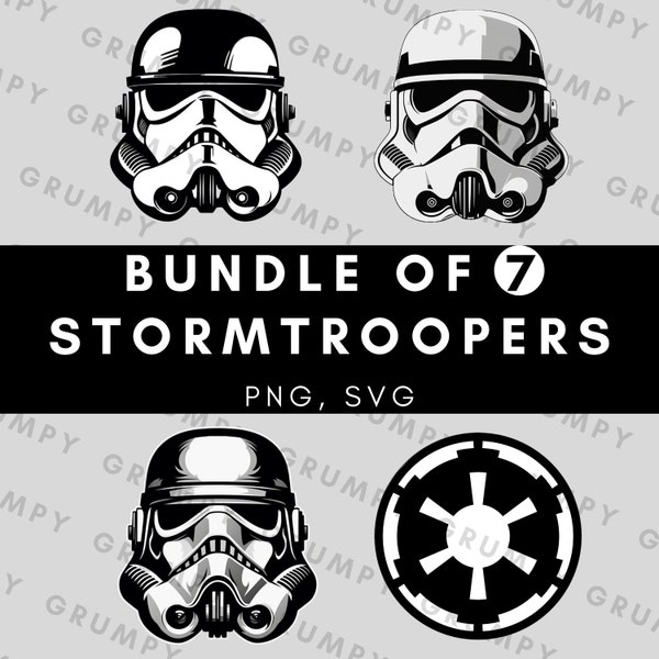 Stormtrooper Bundle von 7, PNG, SVG, Star Wars, Cricut, digitale Datei, Download, kommerzielle Nutzung.