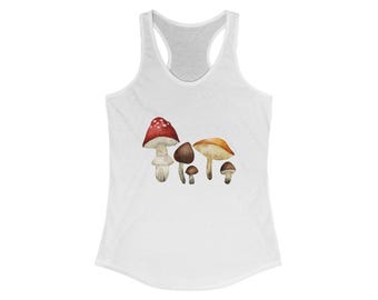 Magical Mushroom Graphic Tank Top | Organic Cotton Tank for Nature Lovers | Vintage Style Psychedelic Mushroom Print