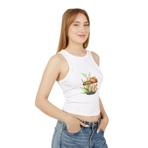 Funny Mushroom Graphic Tank Top | Organic Cotton Tank for Nature Lovers | Vintage Style Psychedelic Mushroom Print