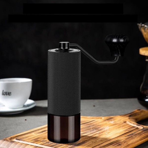 Professional Adjustable Coffee Grinder in Textured Black - Customizable Coarseness for the Perfect Grind