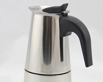 Premium Stainless Steel Moka Pot: Craft Rich, Full-Flavored Coffee - Versatile Size Range 100/200/300/450mL