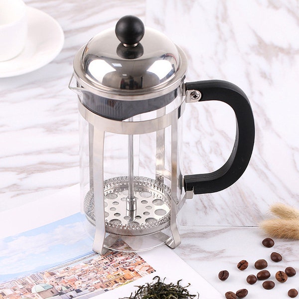 French Press Stainless Steel & Glass Elegant French Press Coffee Maker - Durable, Practical Coffeeware 350mL