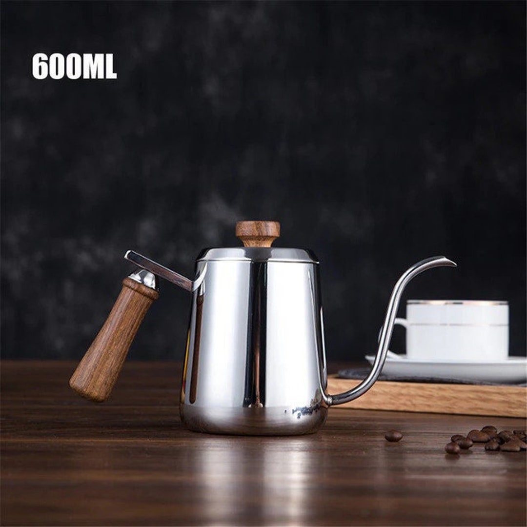 Gooseneck Coffee Kettle With Wood Handle 600ML Nonstick Etsy