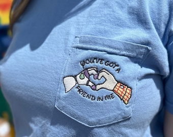 You Got a Friend In Me Embroidery Shirt,Woody and Buzz TShirt,Toy Storyland Disney TShirt,Toy Story and Friends,Pixar Friends T-Shirt