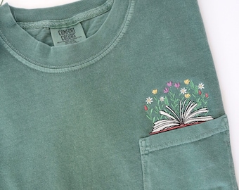 Spring Floral Book Embroidery Shirt,Book Club T-Shirt, Book Lover Gift,Its A Good Day To Read A Book,Book Reader Shirt,Floral Book Shirt