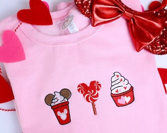 Disney Snack Valentines Embroidery Sweater,Favorite Things Disney Snack SweaterMagic Kingdom Snack Sweatshirt,Mickey Shaped Snack Sweater