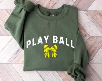 Softball Shirt, Coquette Softball Sweatshirt, Softball Bow Shirt, Softball Mom Shirt, Game Day Shirt, Fall Sports Gift for Softball Player