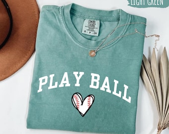 Play Ball Shirt, Baseball Shirt, Game Day Baseball Shirt for Baseball Heart Fan Shirt for Her, Cute Baseball Shirt for Women, Baseball Gift