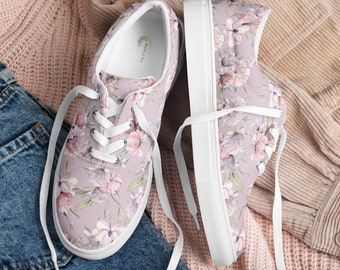 Spirituele schoenen Bloemen / Fairyflower Sneakers / Bloemenschoenen / Bloemmotief / Damesschoenen / Lavendelkleuren / Ademend / Bloemensneakers