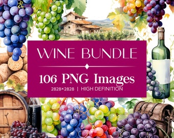 Digital Wine Designs: Illustrations élégantes pour cartes et décoration - Téléchargement instantané pour un usage commercial