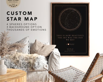 Custom Star Map - Your Special Moment Sky: Anniversaries, Weddings, Births, gift - Unique Digital Art. Digital Download