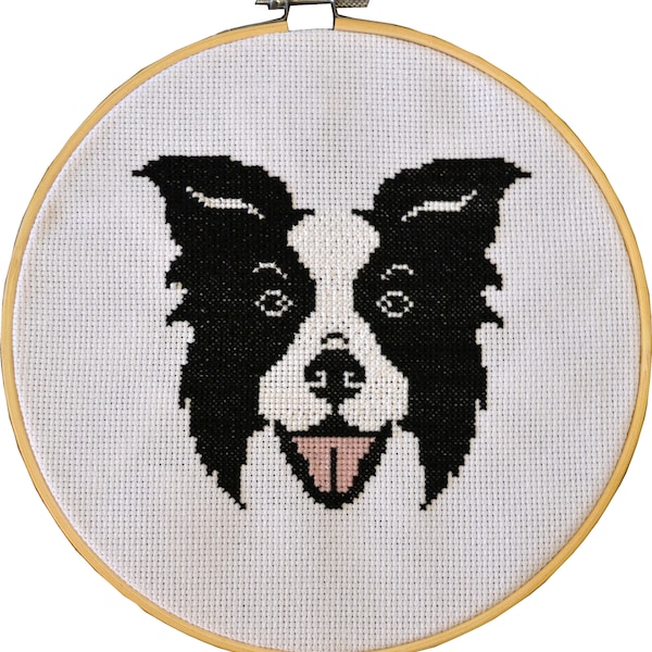 Border Collie Cross Stitch Pattern, dog embroidery pattern, PDF instant download