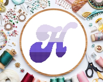 Letter H Cross Stitch Pattern, Alphabet Embroidery Pattern, PDF instant download