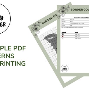 Border Collie Cross Stitch Pattern, Dog Embroidery Pattern, PDF Instant ...