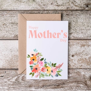 Printable Mother&#39;s Day Card |  Happy Mother&#39;s Day Card | Digital Mother&#39;s Day Card | Watercolor Mothers Day Card | Floral Mothers Day Card