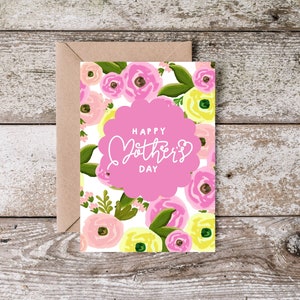Printable Mother&#39;s Day Card |  Happy Mother&#39;s Day Card | Digital Mother&#39;s Day Card | Watercolor Mothers Day Card | Floral Mothers Day Card