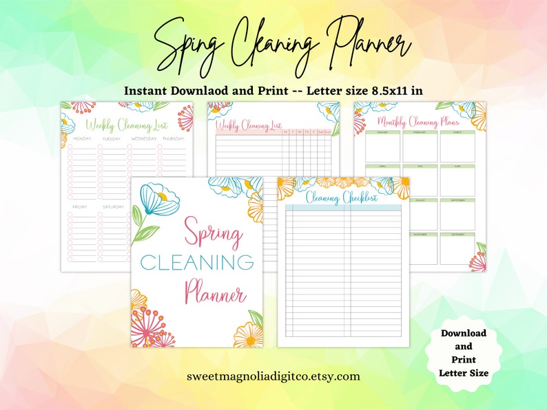 Spring Cleaning Schedule | Daily Planner | Checklist Printable ...