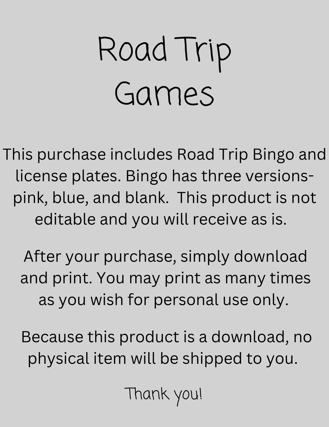 Kids Roadtrip Game Bundle Bingo & License Plate Fun Travel Games for