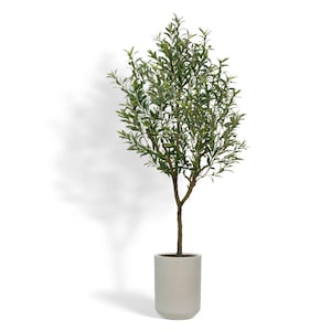 Artificial 7&#39; Olive Tree with Artisan Mediterranean Planter