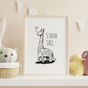 Nursery Artwork | Animal Heart | Giraffe sketch | Baby room digital print | Original Art