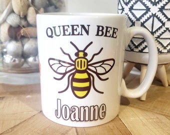 Taza personalizada - Abeja reina - Tu nombre impreso en un regalo personalizado único - Taza de cerámica para té, café y chocolate - Regalo perfecto