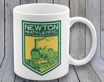 Taza y posavasos de cerámica personalizados del Newton Heath LYR FC, taza de té o café del Manchester Football United: el regalo perfecto y único para cualquier fan del MUFC.