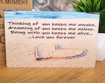 Mensaje de amor Letrero de metal 11 cm x 18 cm Cita de amor inspiradora Regalo - Corazón en una imagen de playa para el hogar Cocina Oficina Cobertizo Bar