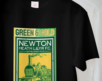 Camiseta Newton Heath del Manchester United con escudo verde y dorado (negro/blanco)