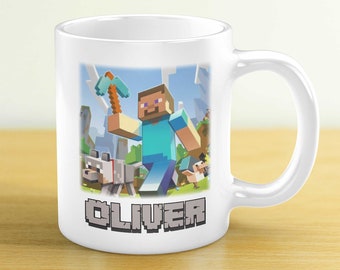 Taza personalizada de Minecraft - Regalo de cumpleaños perfecto para gamers - Taza de cerámica blanca de 295 ml