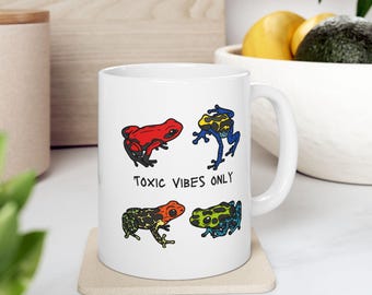 Funny Poison Dart Frog Ceramic Mug, Unique Reptile Amphibian Lover Gift, Frog keepers, coffee lovers