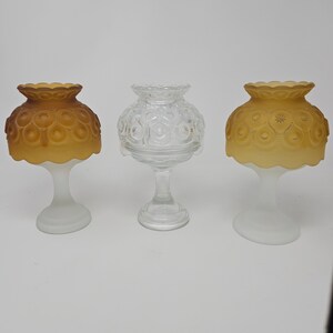 Two Piece L.E. Smith Moon and Star Candle Lamp Frosted Dark Amber and base, Light Amber and Clear