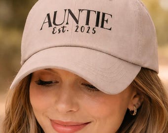 Embroidered Auntie Baseball Cap – Personalized, Baby Reveal Gift, Monogrammed, Custom Hat for Aunt, Baby Boy, Baby Reveal Aunt Uncle Hat