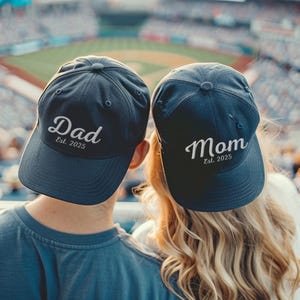 Custom Embroidered Hat, Personalized Date, Matching Vintage Baseball Hat, Gift For New Dad Mom, Pregnancy Announcement, Mothers day gift