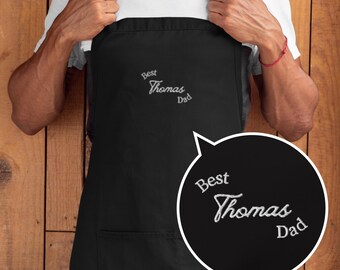Grembiule ricamato per uomo – Grembiule personalizzato per barbecue, cucina o barista | Regali per papà, compleanno o per la cucina