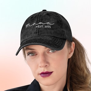 Custom Embroidered Hat, Personalized Date, Matching Vintage Baseball Hat, Gift For New Dad Mom, Pregnancy Announcement, Mothers day gift