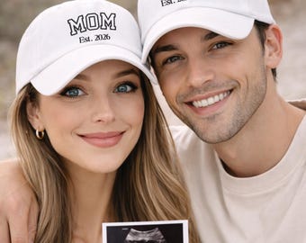 Custom Embroidered Hat, Personalized Date, Matching Vintage Baseball Hat, Gift For New Dad Mom, Pregnancy Announcement, Mothers day gift