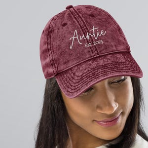 Embroidered Auntie Baseball Cap – Personalized, Baby Reveal Gift, Monogrammed, Custom Hat for Aunt, Baby Boy, Baby Reveal Aunt Uncle Hat