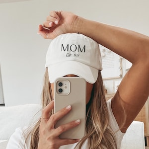Custom Embroidered Hat, Personalized Date, Matching Vintage Baseball Hat, Gift For New Dad Mom, Pregnancy Announcement, Mothers day gift